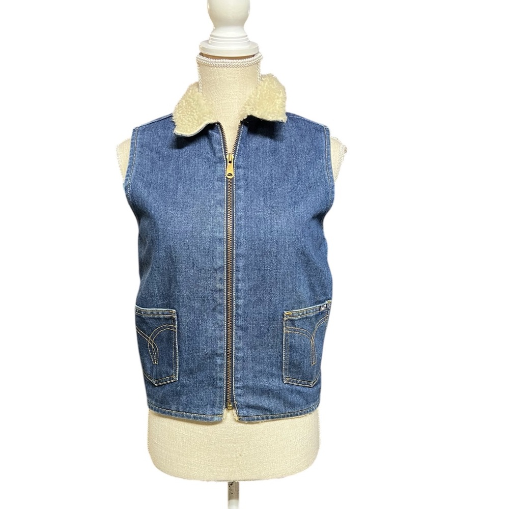 Denim Sherpa-Lined Vest Vintage‎